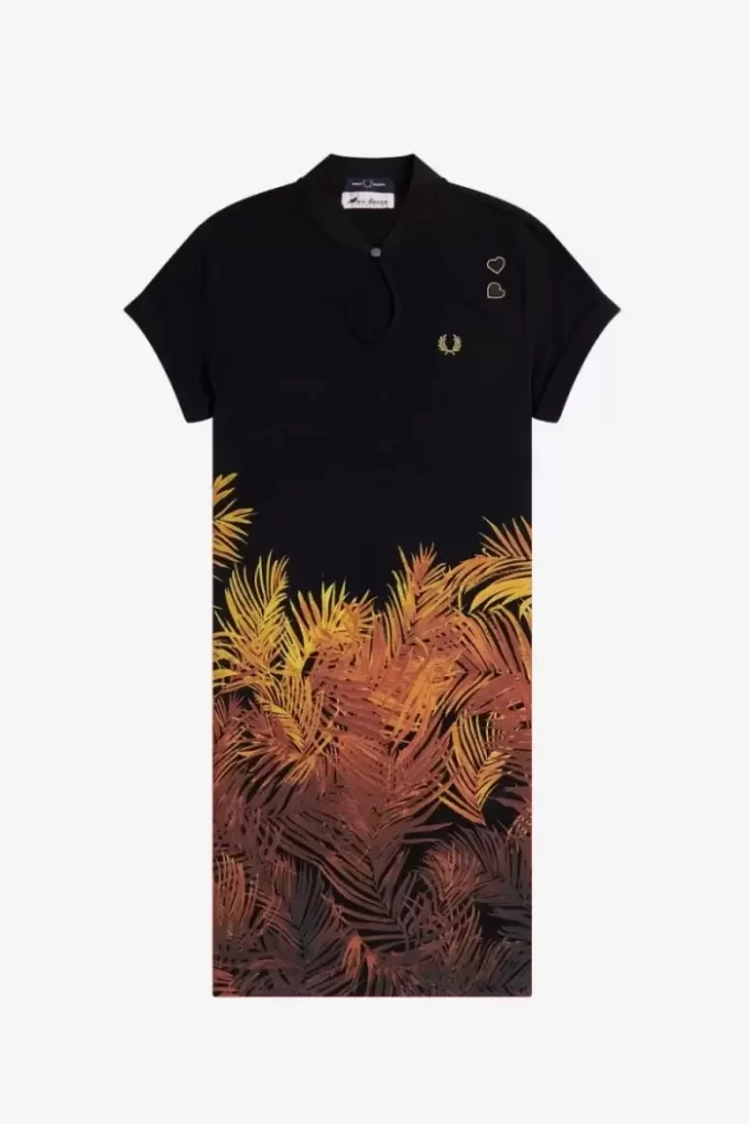 Robe femme en piqué à imprimé palmier