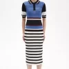 Robe femme en tricot jacquard à rayures
