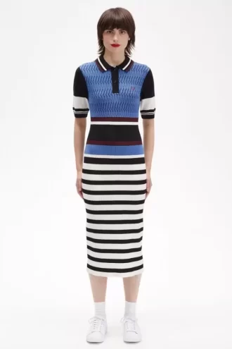 Robe femme en tricot jacquard à rayures