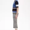 Robe femme en tricot jacquard à rayures