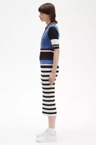 Robe femme en tricot jacquard à rayures