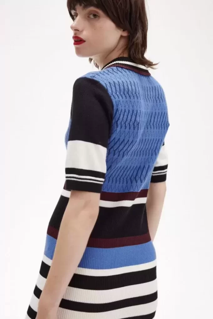 Robe femme en tricot jacquard à rayures