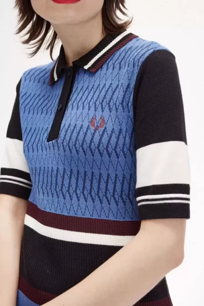 Robe femme en tricot jacquard à rayures