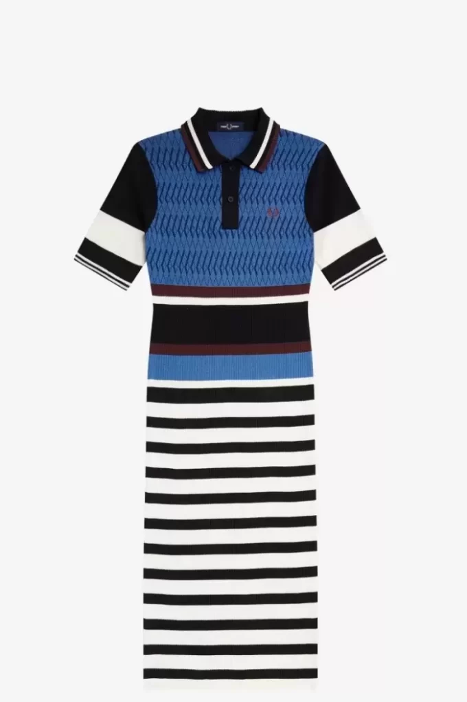 Robe femme en tricot jacquard à rayures