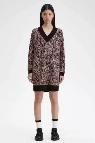 Robe femme en tricot zébré