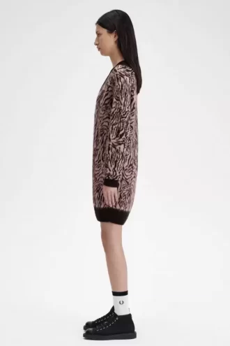 Robe femme en tricot zébré