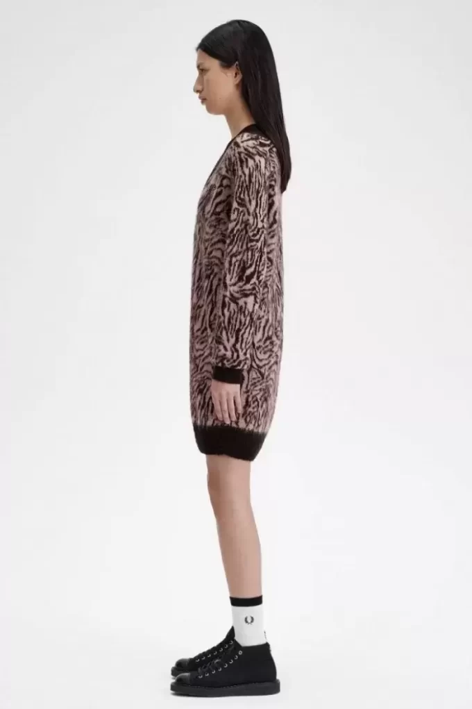 Robe femme en tricot zébré
