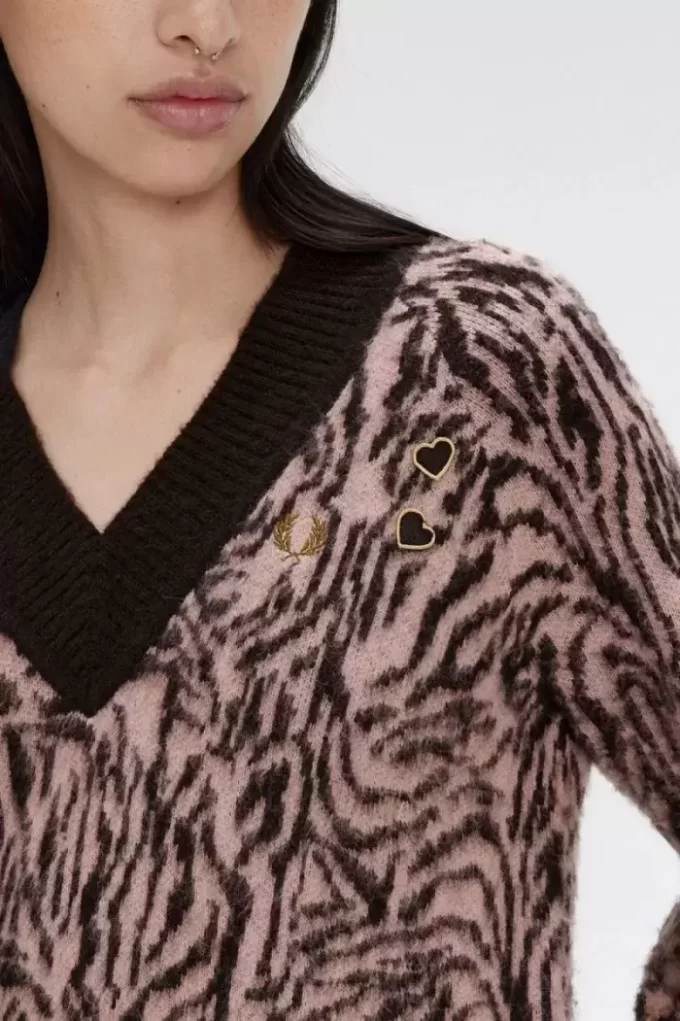 Robe femme en tricot zébré
