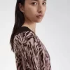 Robe femme en tricot zébré