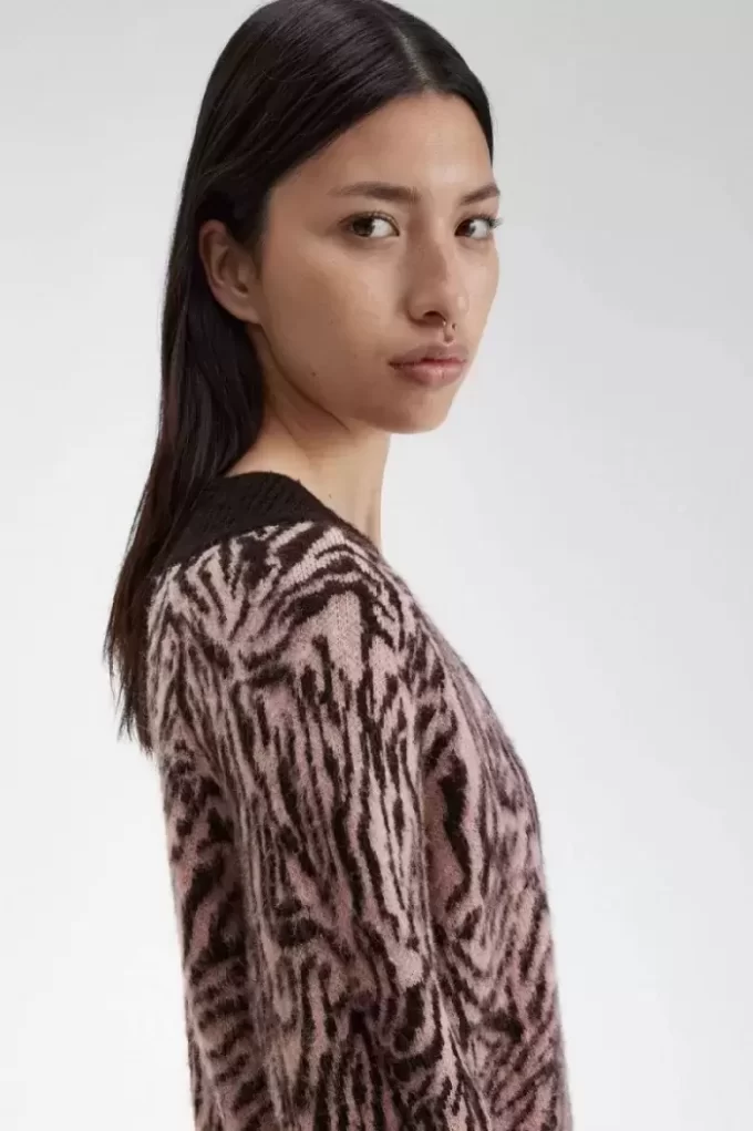 Robe femme en tricot zébré