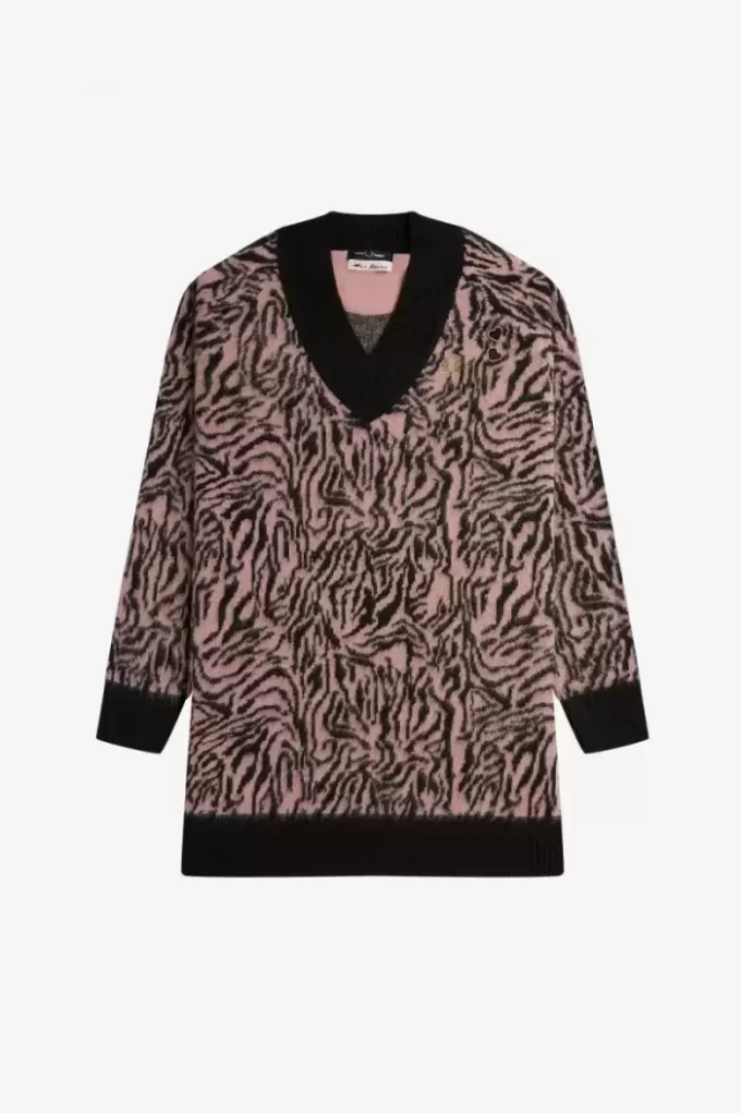 Robe femme en tricot zébré