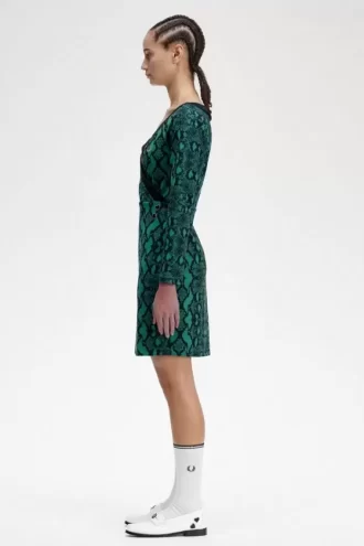 Robe femme à épaules dénudées et imprimé serpent