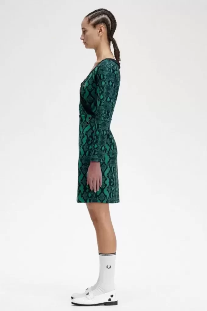 Robe femme à épaules dénudées et imprimé serpent