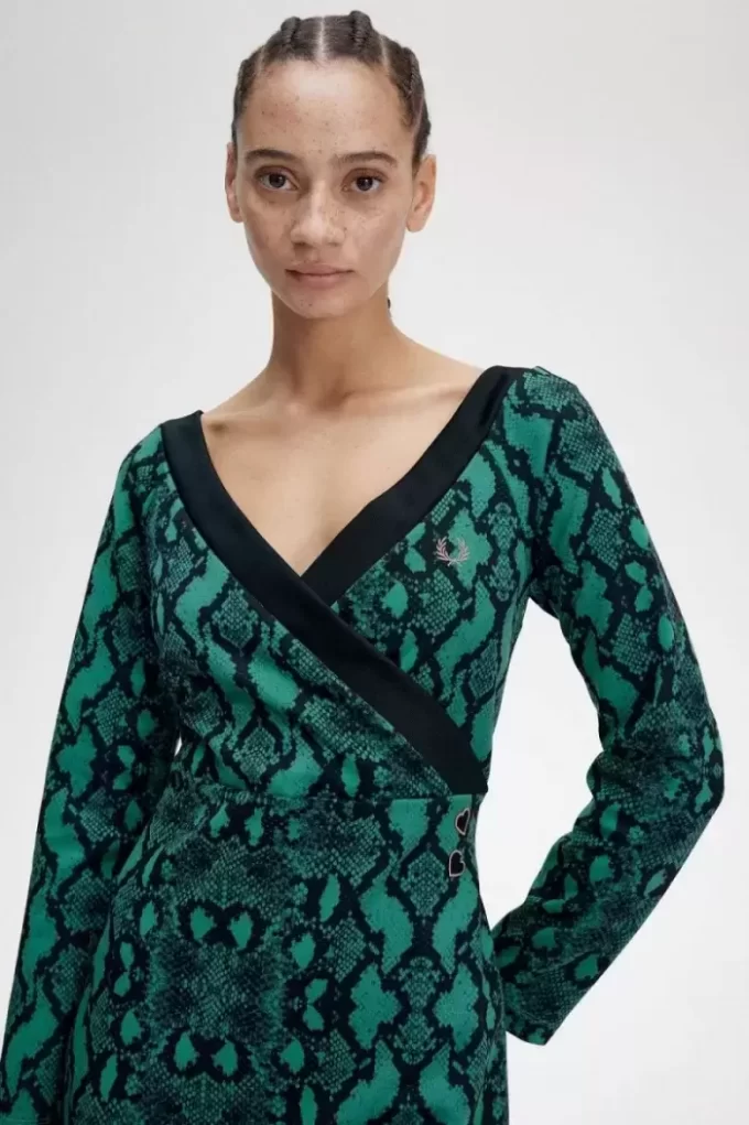 Robe femme à épaules dénudées et imprimé serpent