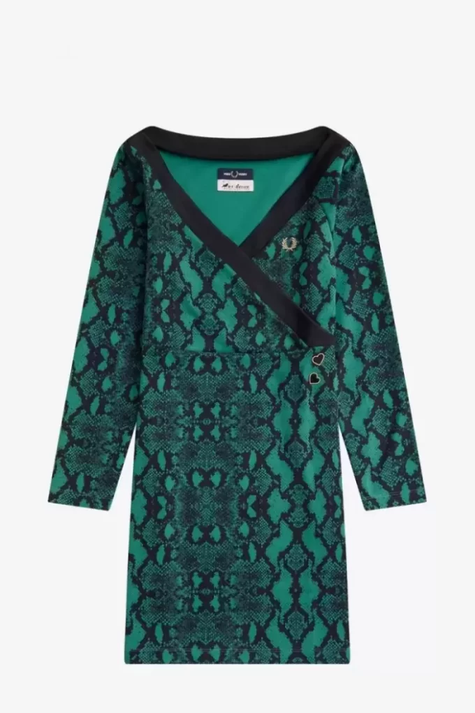 Robe femme à épaules dénudées et imprimé serpent