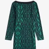 Robe femme à épaules dénudées et imprimé serpent