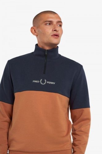 Sweat-shirts à demi-fermeture éclair et blocs de couleurs