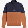 Sweat-shirts à demi-fermeture éclair et blocs de couleurs