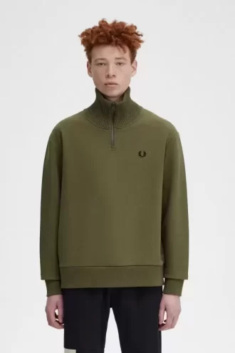 Sweat-shirts pour hommes à col zippé et bordure tricotée