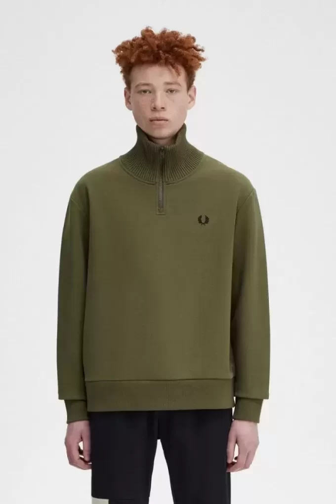 Sweat-shirts pour hommes à col zippé et bordure tricotée