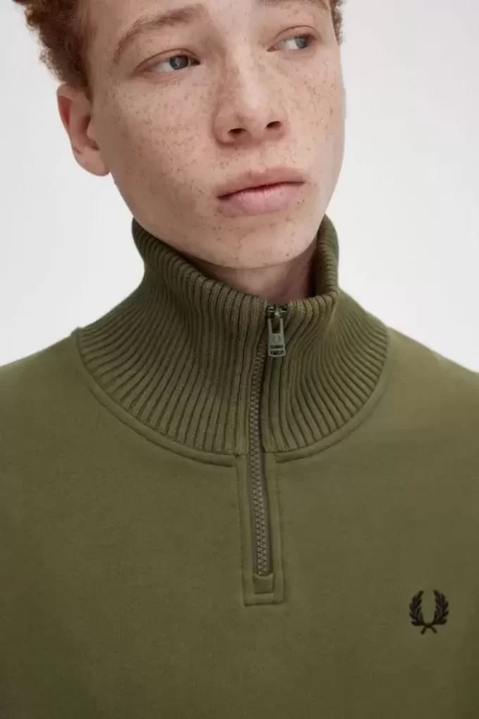 Sweat-shirts pour hommes à col zippé et bordure tricotée