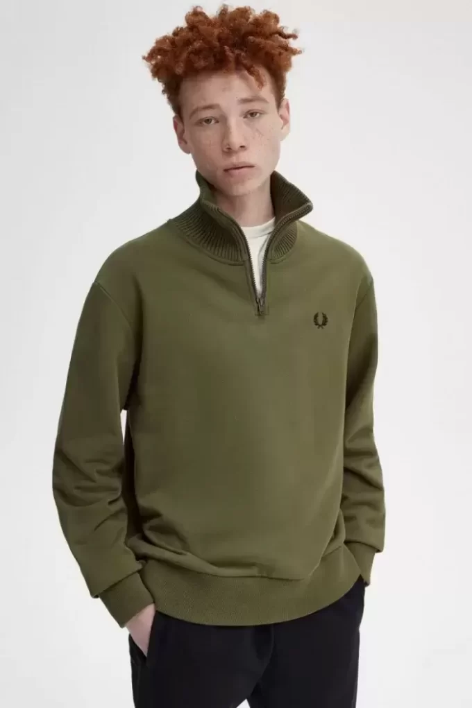 Sweat-shirts pour hommes à col zippé et bordure tricotée