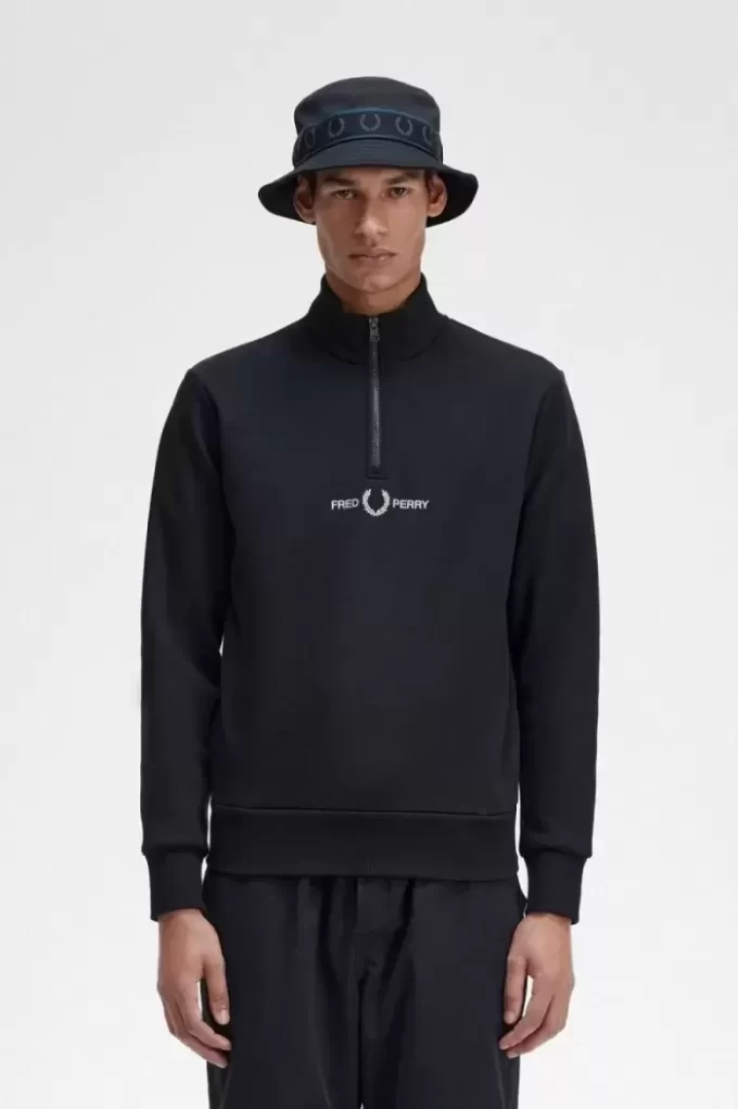 Sweats brodés à demi-zip pour hommes