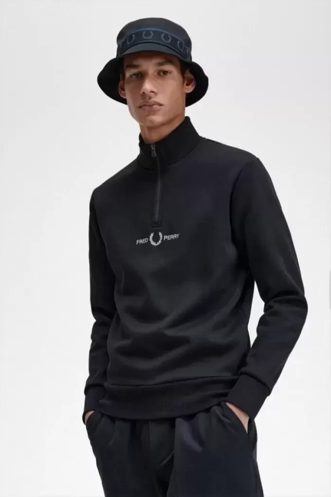 Sweats brodés à demi-zip pour hommes