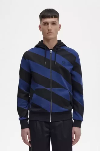 Sweats à capuche zippés à rayures pour hommes