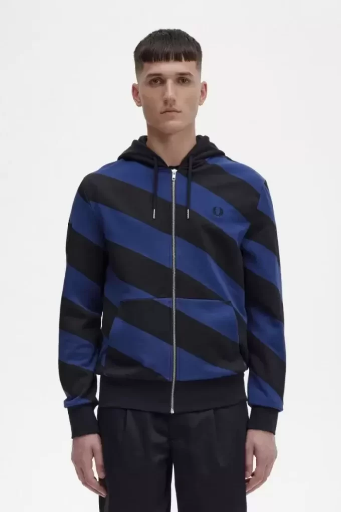 Sweats à capuche zippés à rayures pour hommes