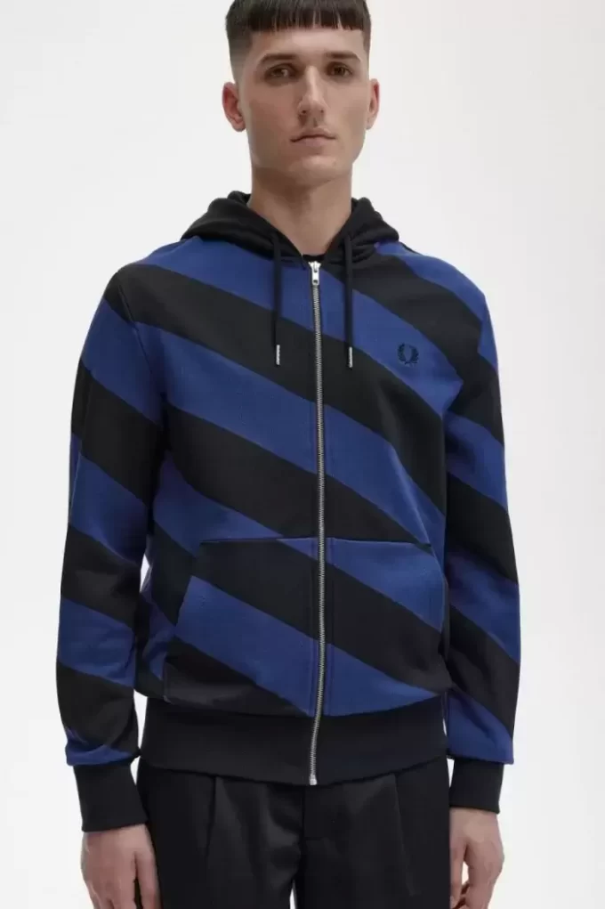 Sweats à capuche zippés à rayures pour hommes