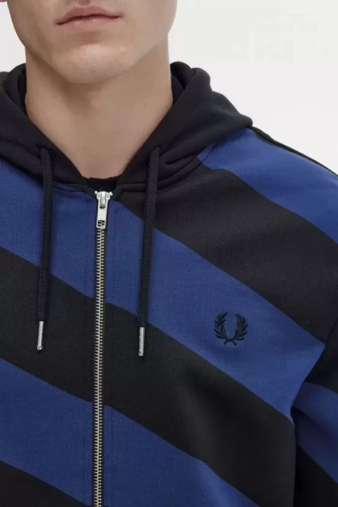 Sweats à capuche zippés à rayures pour hommes