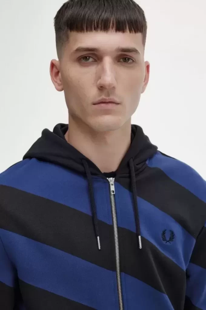 Sweats à capuche zippés à rayures pour hommes
