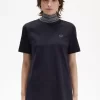 T-shirt col montant à bordure jacquard pour femme