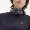 T-shirt col montant à bordure jacquard pour femme