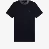 T-shirt col montant à bordure jacquard pour femme