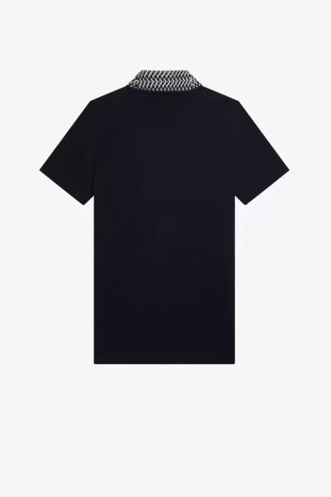 T-shirt col montant à bordure jacquard pour femme