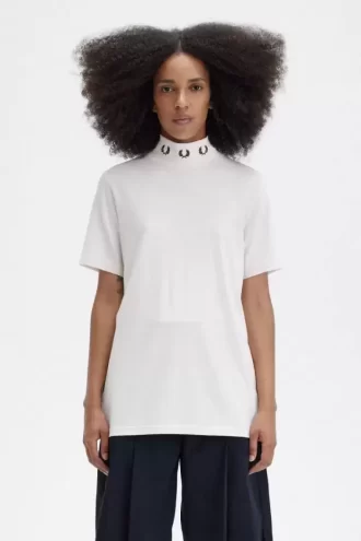 T-shirt col montant pour femme avec couronne de laurier