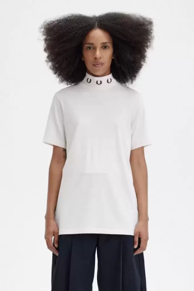 T-shirt col montant pour femme avec couronne de laurier