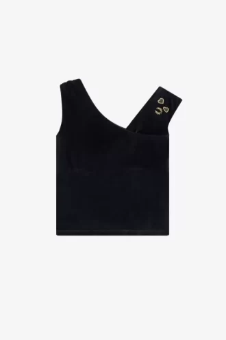 T-shirt en velours à épaules dénudées pour femme