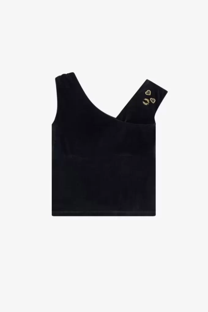 T-shirt en velours à épaules dénudées pour femme