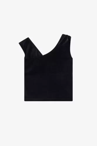 T-shirt en velours à épaules dénudées pour femme
