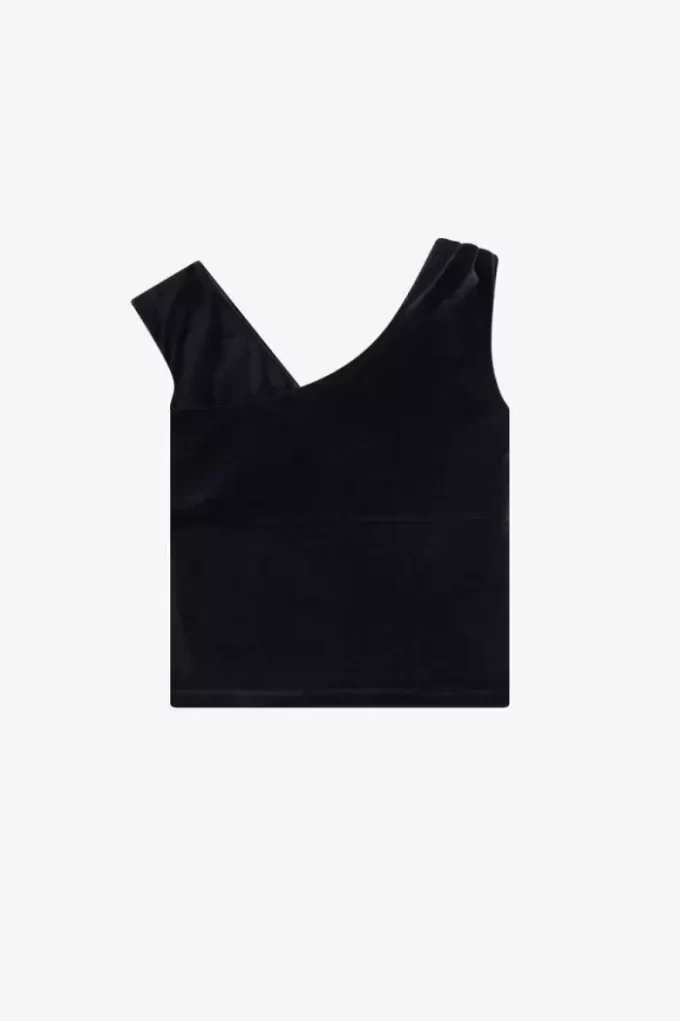 T-shirt en velours à épaules dénudées pour femme