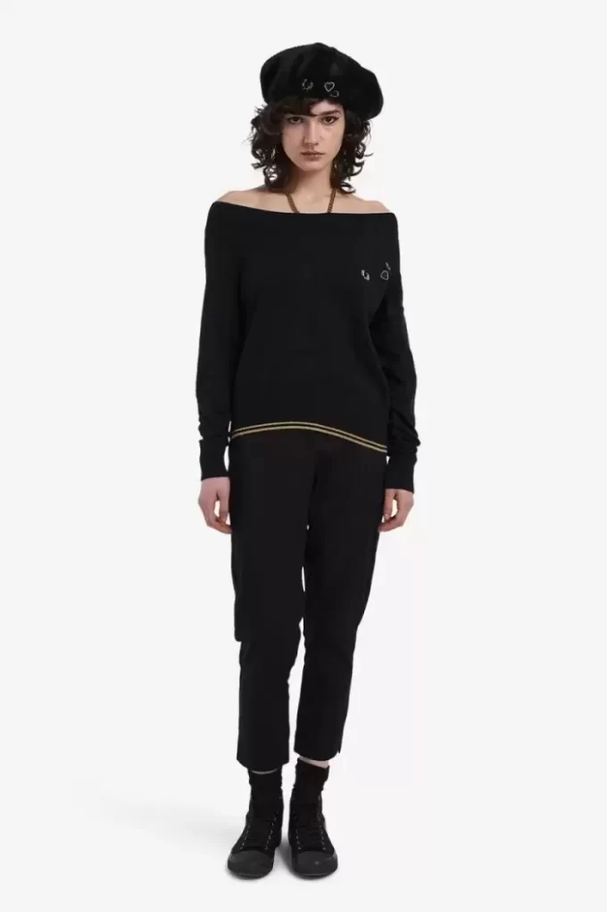T-shirt femme en tricot à épaules dénudées