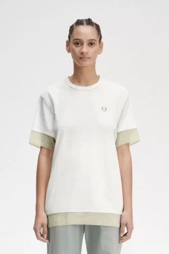T-shirt piqué à bordure transparente pour femme