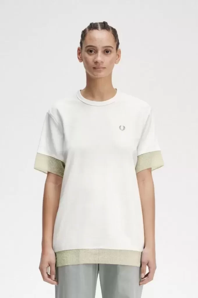 T-shirt piqué à bordure transparente pour femme