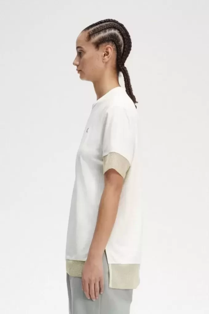 T-shirt piqué à bordure transparente pour femme