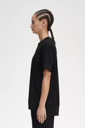 T-shirt piqué à bordure transparente pour femme