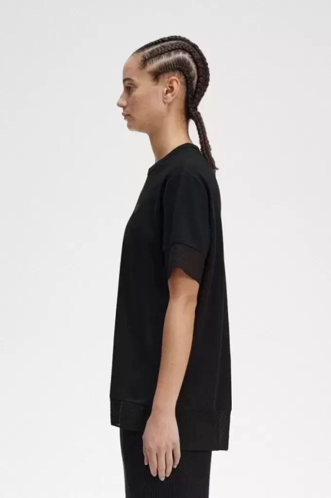 T-shirt piqué à bordure transparente pour femme