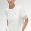 T-shirt piqué à bordure transparente pour femme